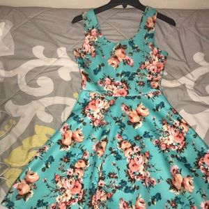 Floral dress above the knee